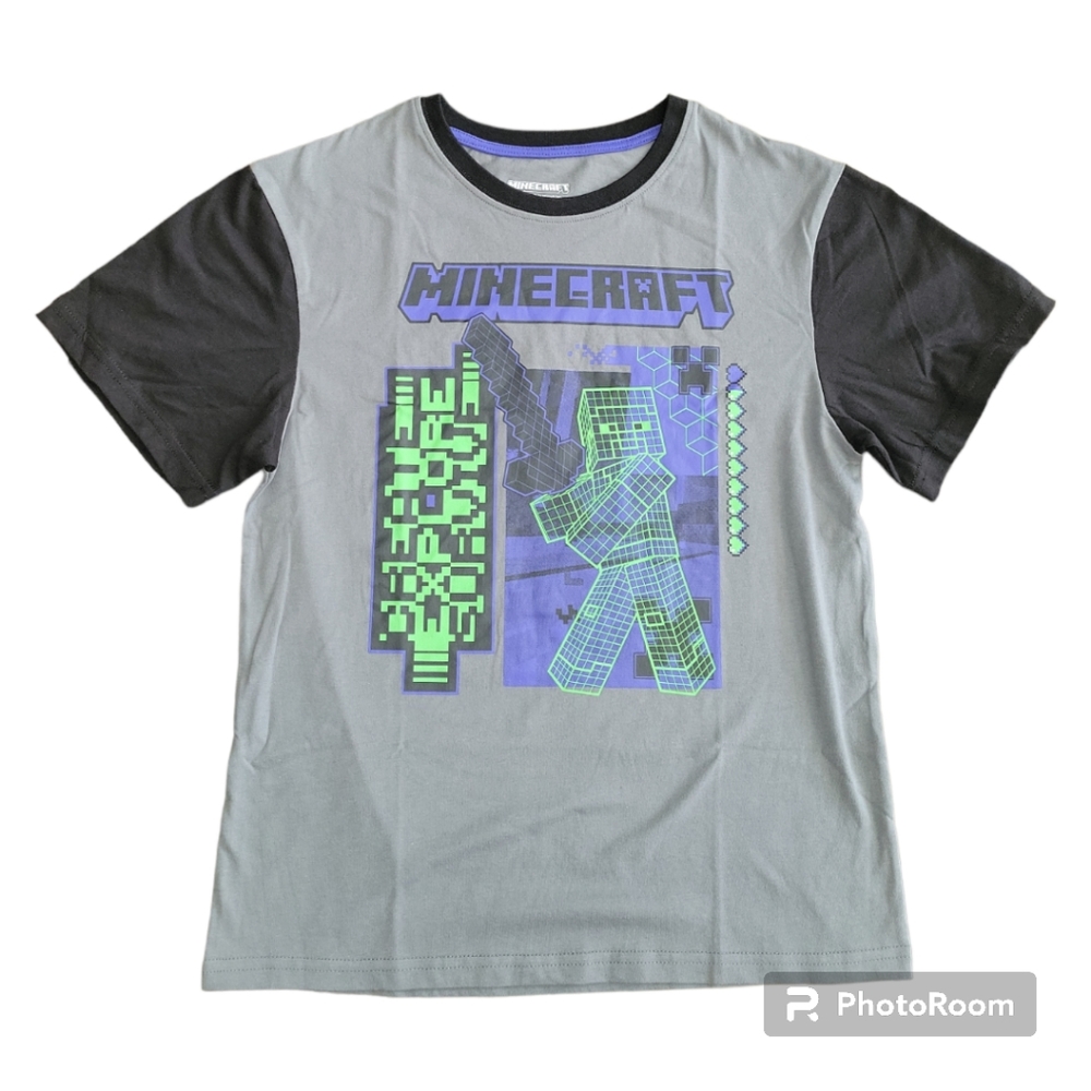 Minecraft Graphic Tee,  T-shirt,Boy's 10/12, Grey/Black, NWOT